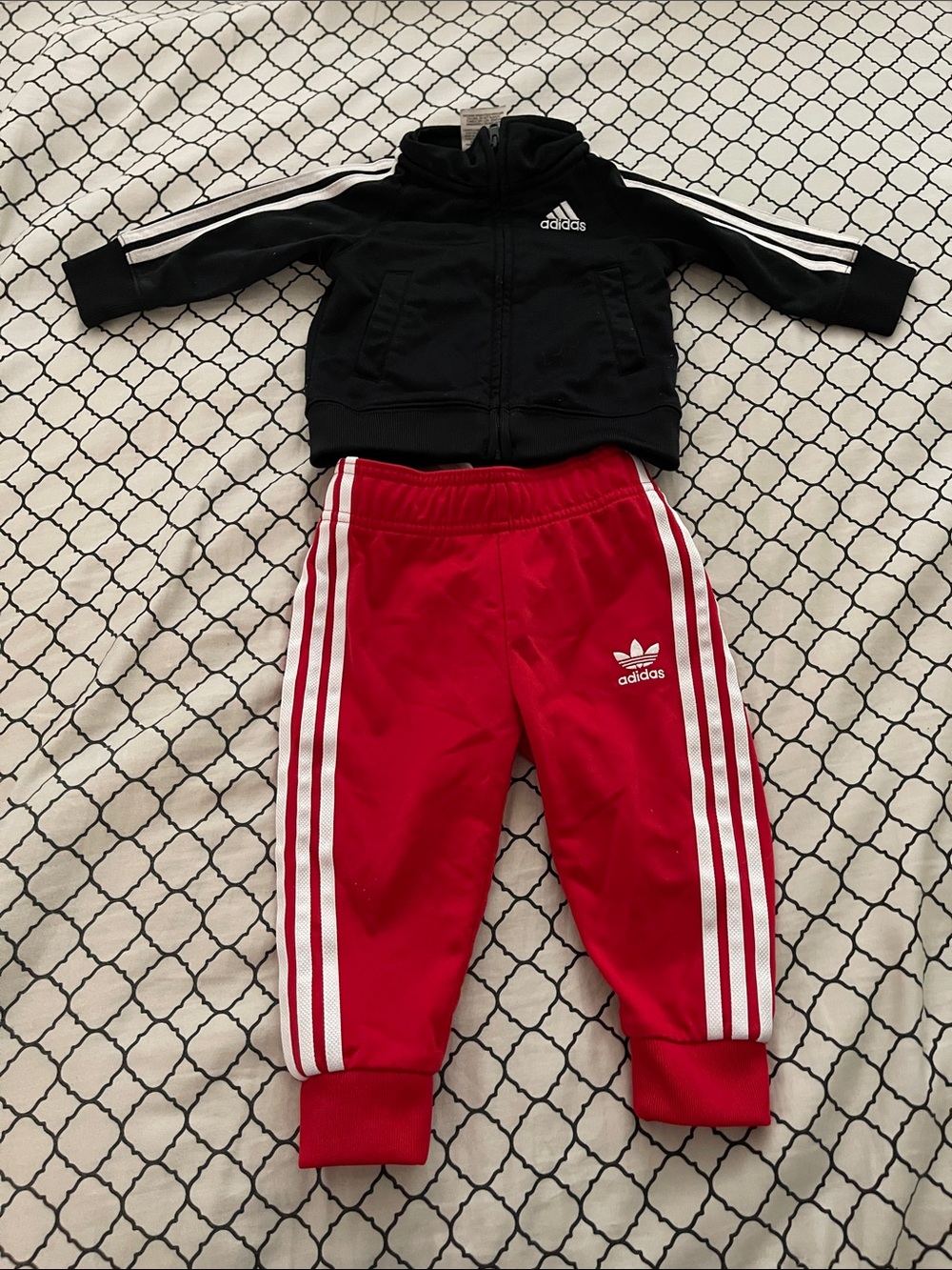 adidas Kids Red Track Pants - Classic 3-Stripes